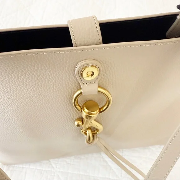 NWT Rebecca Minkoff Megan Leather Tote Stone Gold Accent NEW - Picture 7 of 11